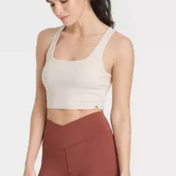 JoyLab Other - Cropped Top Bra Womens XL Ivory Joy Lab Square-Neck Mesh Back Sport Bra